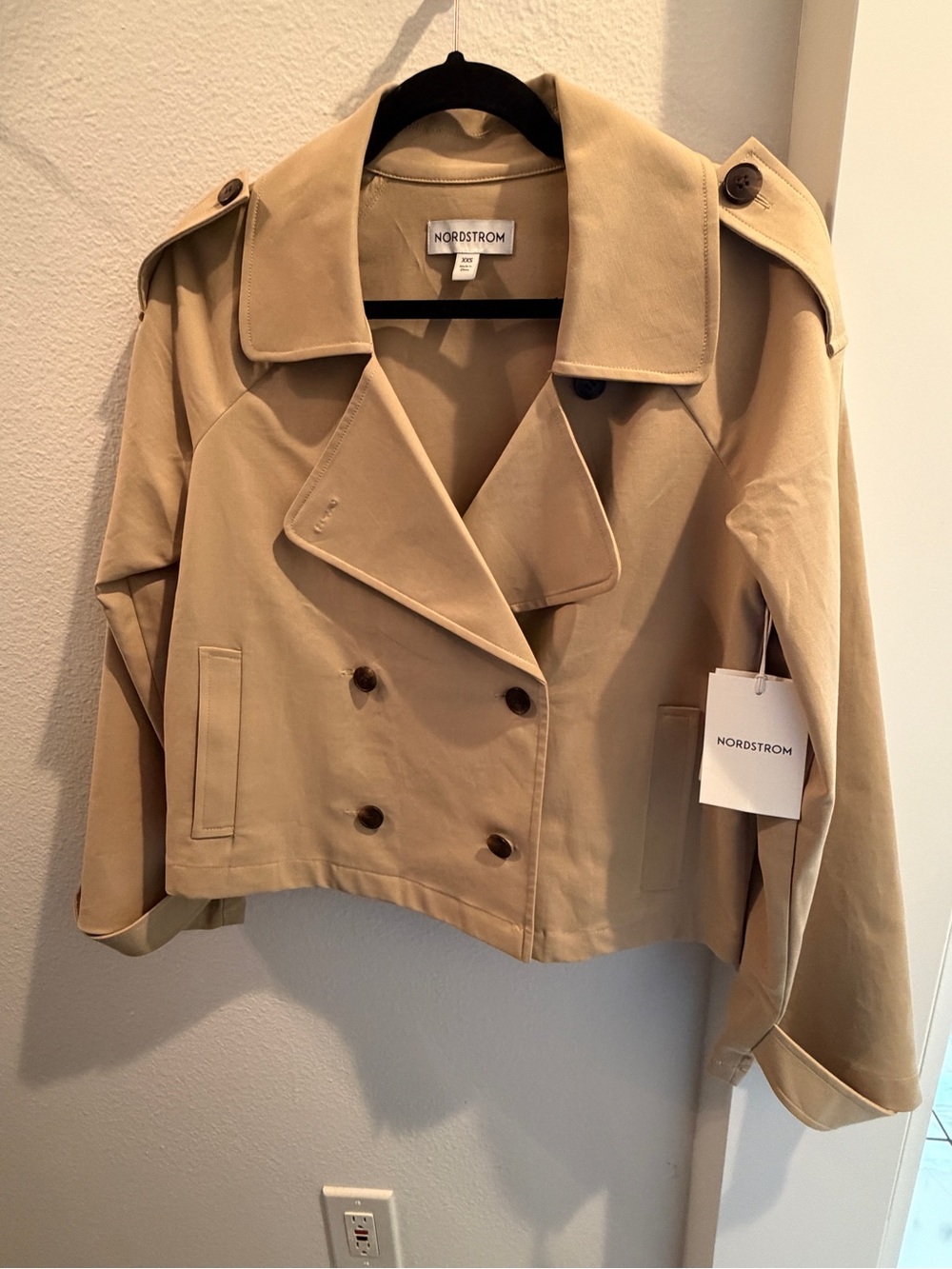 Nordstrom Women's Beige Cropped Trench Coat XXS